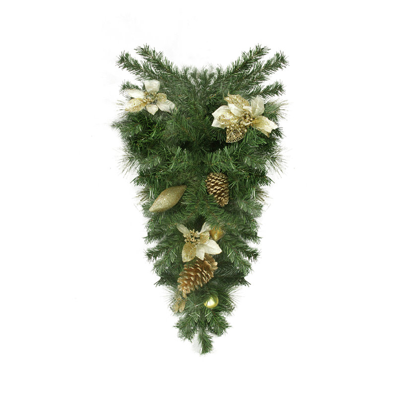 Ornement de Noël artificiel 30 po pré-décoré en forme de pomme de pin et de poire en forme de pin - non éclairé