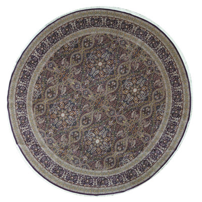 Wool Oriental Area Rug in Aubergine/Gray