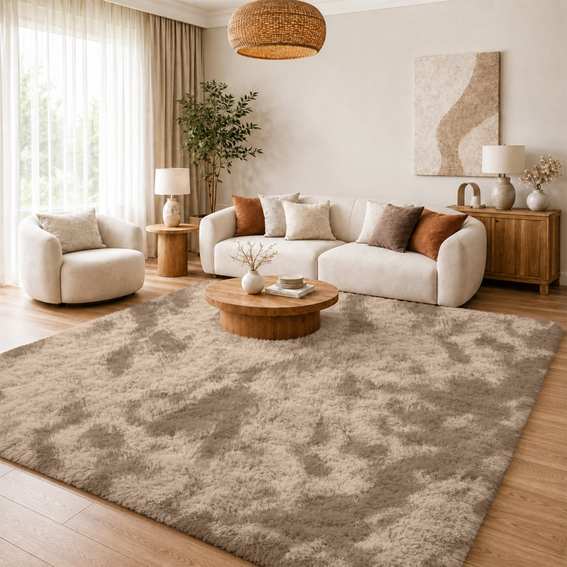 Aajon Solid Colour Shag Area Rug, Rectangle 200 x 290cm