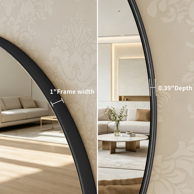 Miroir mural Alauni , 24 po x 24 po, Noir