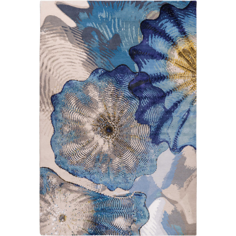 Chihuly Rosette Sapphire Area Rug, Rectangle 6' x 9'