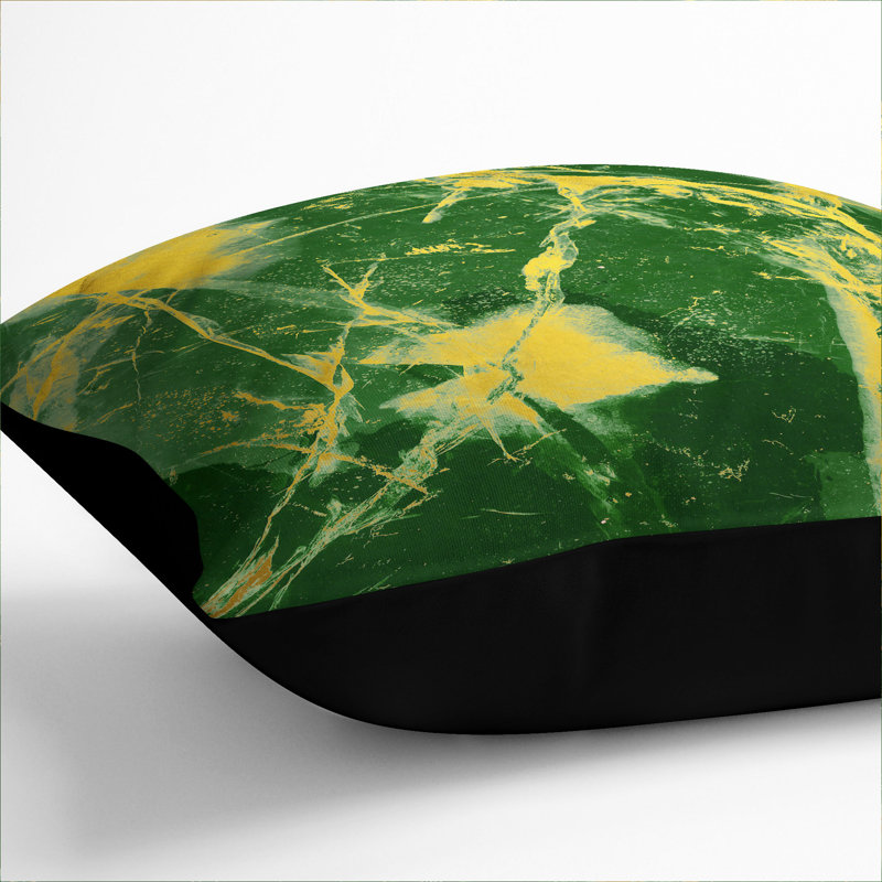Golden Cracks Square Throw Cushion, 40cm H x 40cm W x 15cm D, Black