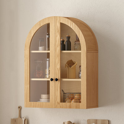 Armoire murale à porte vitrée cintrée de 80 cm de hauteur avec tablette ajustable