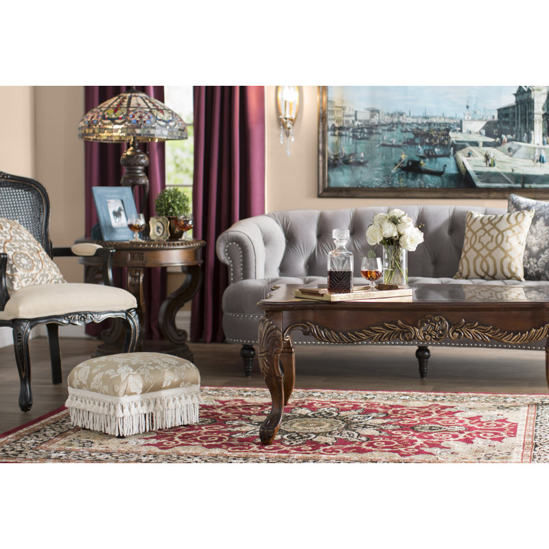 Leonardson Upholstered Ottoman, Champagne Beige Polyester