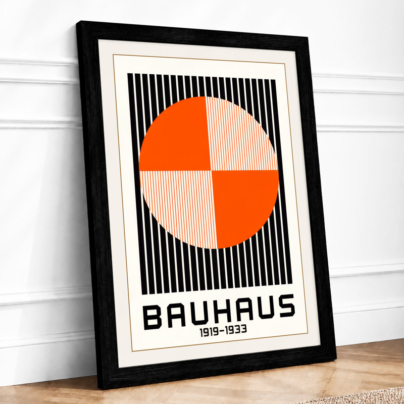Bauhaus Circle Geometric - Framed Print, A2 - 59.4 x 42.0 cm, Black