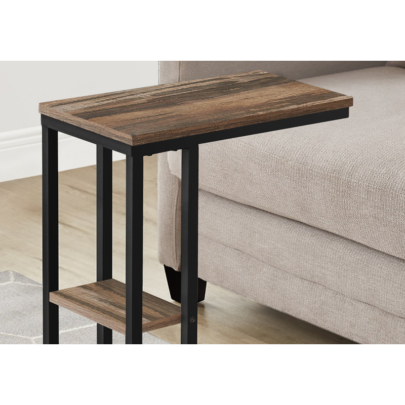 Table d'appoint en C légère et robuste - aspect bois, structure en métal (salon / chambre à coucher), Brun, Brun