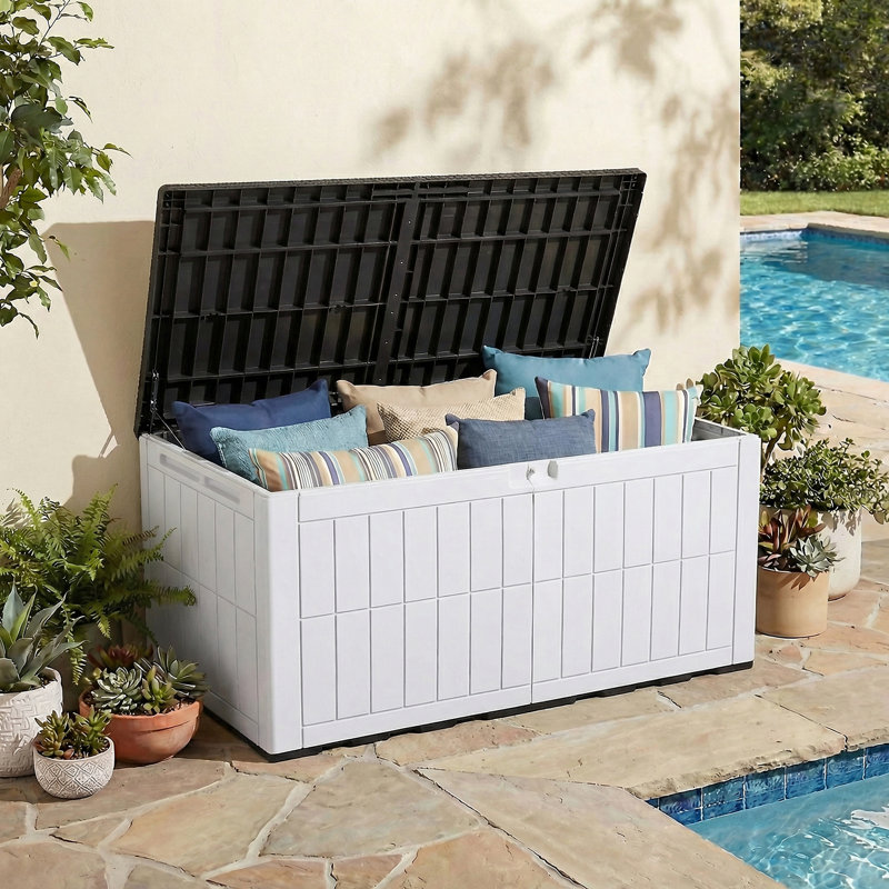 Coffre de terrasse avec verrou Balconera, 140, Blanc