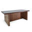 Table de salle à manger Wedy, plateau rectangulaire de 86 pouces, base en blocs de bois brun foncé