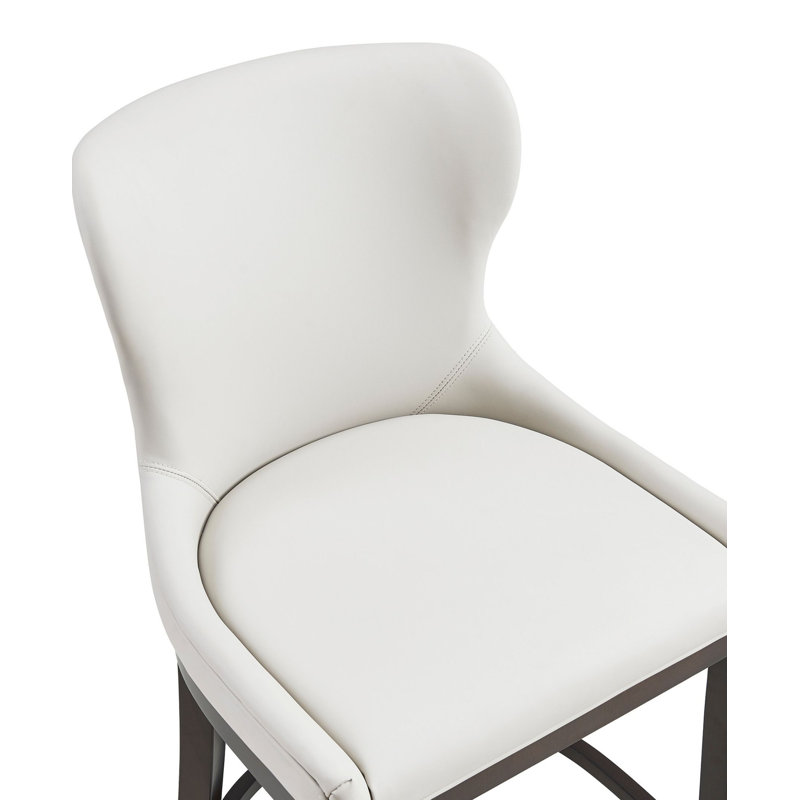 Tabouret de bar rembourré en cuir Blair, Blanc, Tabouret de comptoir (siège d'une hauteur de 26 p, 2