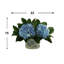 Hydrangea And Magnolia Leaf Arrangement In A Decorative Ceramic Pot