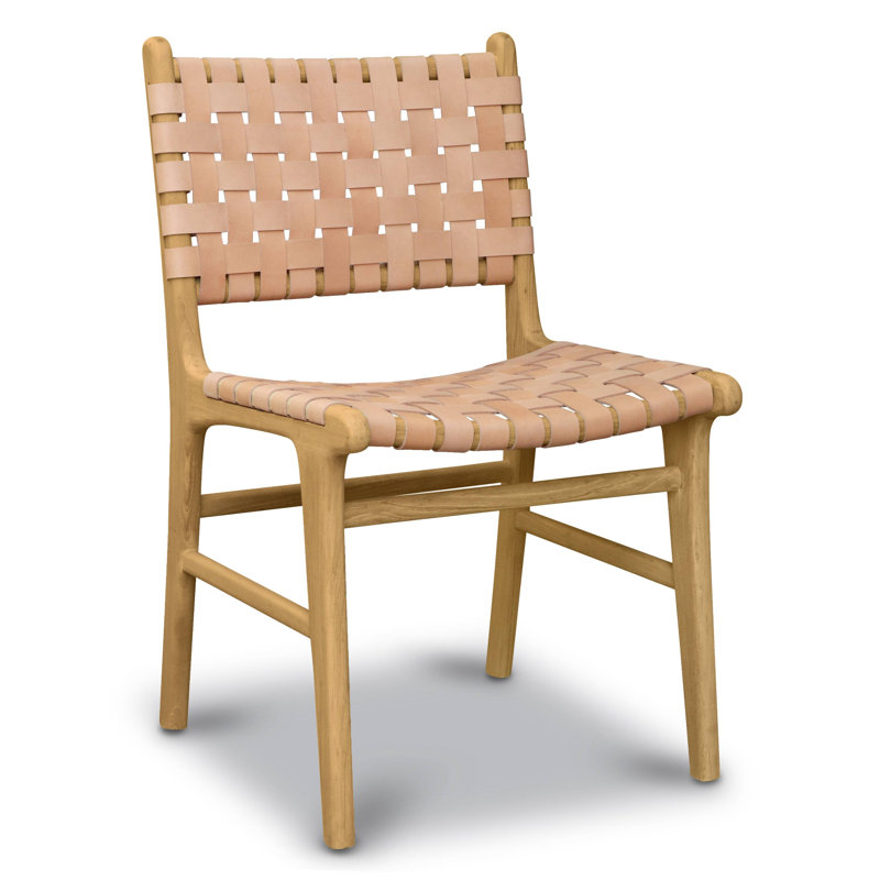  Teak & Leather Dining Chair, Roussâtre, naturel