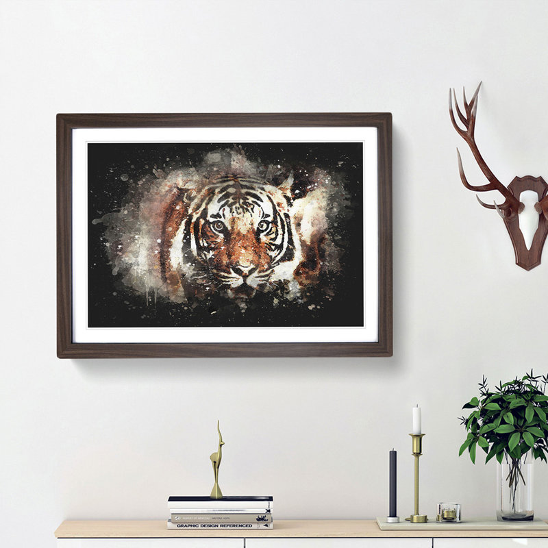 Tiger - Framed Print, Walnut Framed, 24cm H x 33cm W x 2cm D