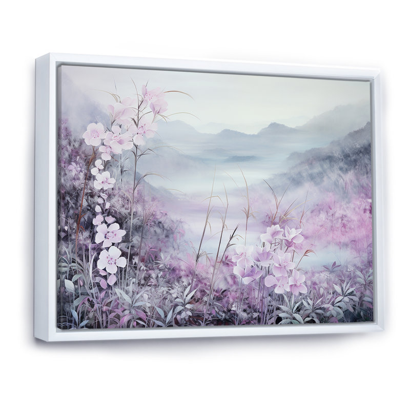 «Bambou japonais au bord de la montagne» - reproduction, Cadre flottant blanc, H 24 po x l 32 po x P 1 po