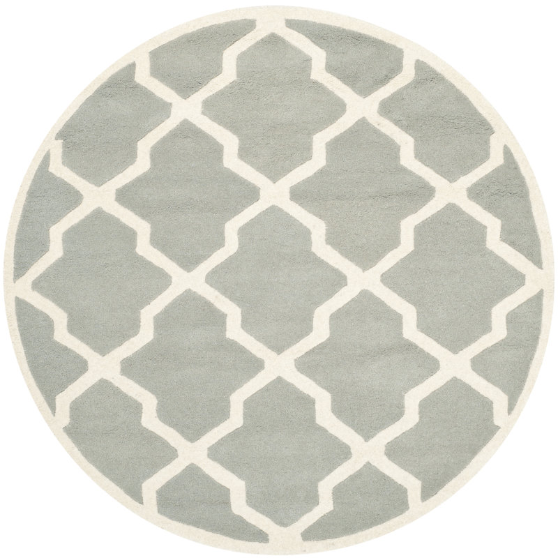 Carolene Hand Tufted Wool Geometric Rug, Round 5'