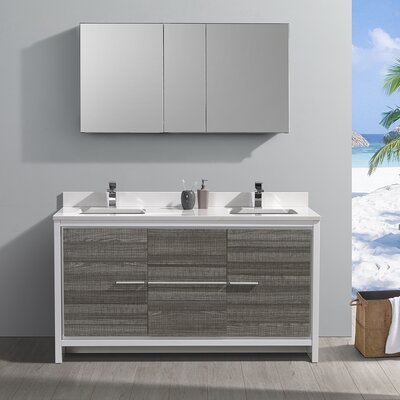 Fresca Allier Rio 60"" Free-Standing Double Sink Modern Bathroom Vanity Set -  FVN8119HA