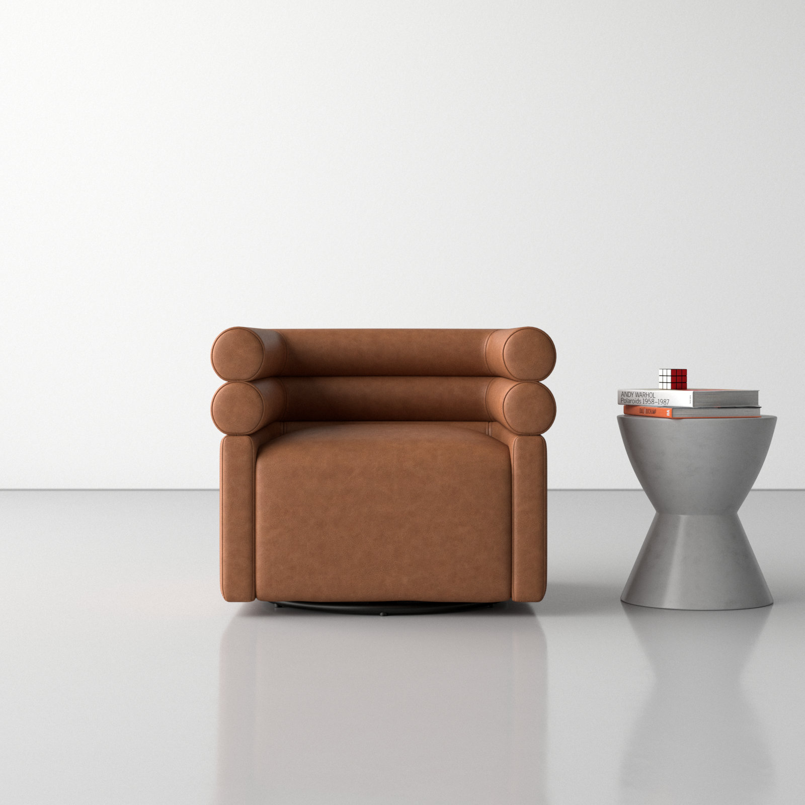Arve Genuine Leather Swivel Armchair