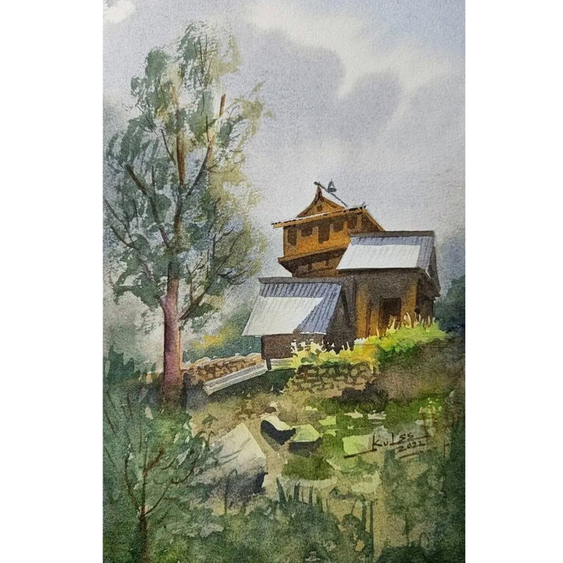 Maison de montagne | Peinture à l'aquarelle | Kulwinder Singh