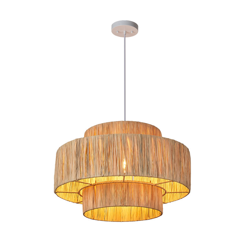 Lustre à tambour en rotin Nature Home de 20 pouces à 1 lumière