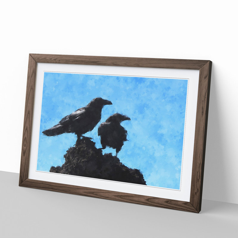Two Crows - Framed Print, 27cm H x 36cm W x 2cm D, Walnut Framed