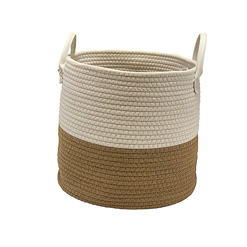 Canvas Laundry Basket with Handles, Small (H 32 cm x W 28 cm x D 28 cm), Beige/Light Brown