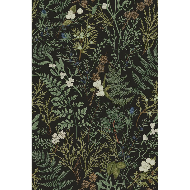Doublure de tablette en vinyle vert foncé auto-adhésive de 17,5 po x 117 po Fern - Botanical