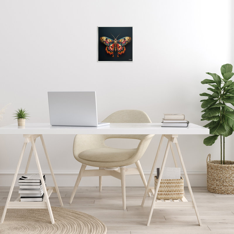 Vivid Patterned Moth Wall Plaque Art by Roozbeh Bahramali