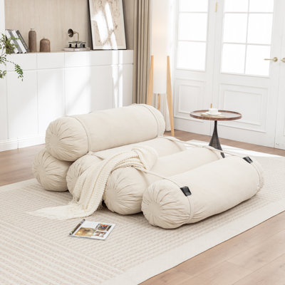 Modern Corduroy Compressed Adjustable Floor Sofa No Assembly Required