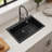 Durable Quartz Composite Drop In Kitchen Sink Featuring Noise Reduction And Easy Clean Non Porous Surface