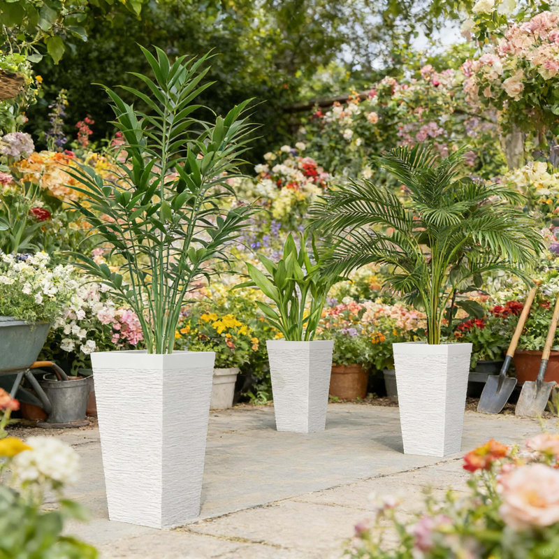 Jardinières empilables, ensemble de 3 jardinières d'extérieur, Blanc