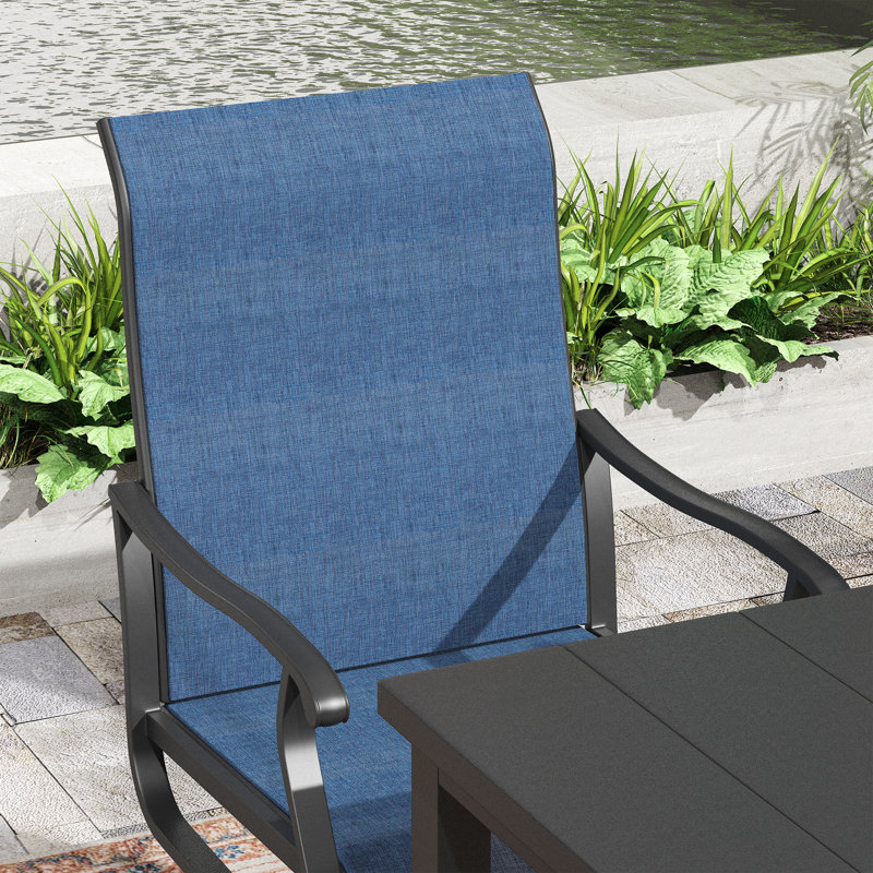 Ensemble de salle à manger de patio 3 pièces avec chaises pivotantes, Bleu