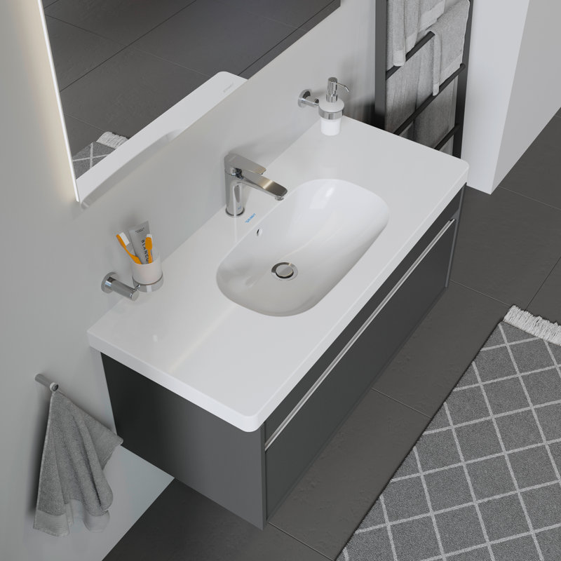 Lavabo de salle de bain mural en céramique avec trop-plein Duravit D-Code, Monotrou