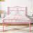 Metal Bed Frame with Headboard Heavy Duty Strong Steel Slat Support Platform Twin Size Bed No Box Spring Needed, Easy Assembly, Pink-1553932592-1610027482