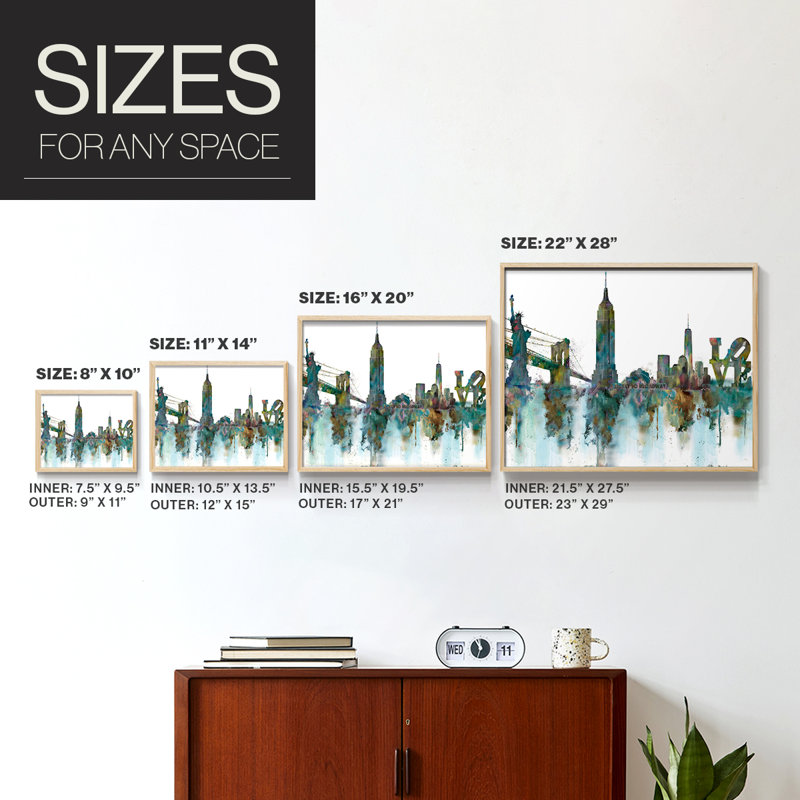 NY Skyline -Framed Print - Restickable, 8" H x 10" W, Natural