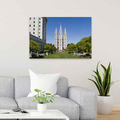 Facade Of A Church Mormon Temple Temple Square Salt Lake City Utah USA by Scott M. Tansey - Wrapped Canvas Print