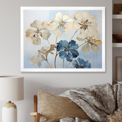 " Beige And Blue Geraniums Bloom "