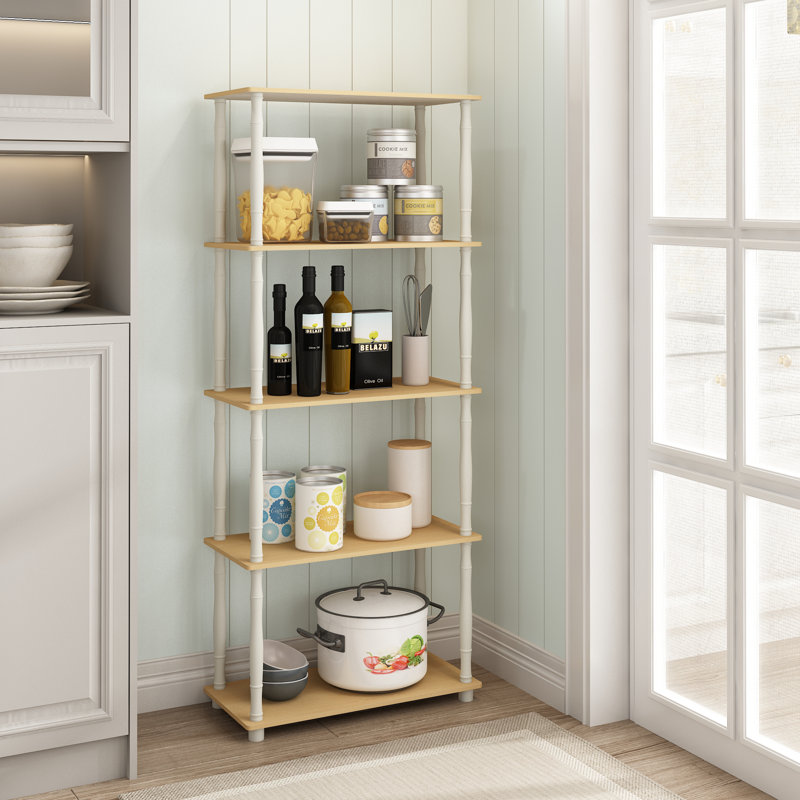 Maxine 59.9cm W Manufactured Wood Shelving Unit, Beech/White