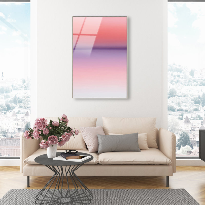 Peach Coastline II Print by Oliver Gal, 55"H x 37"W, Silver Floater Frame