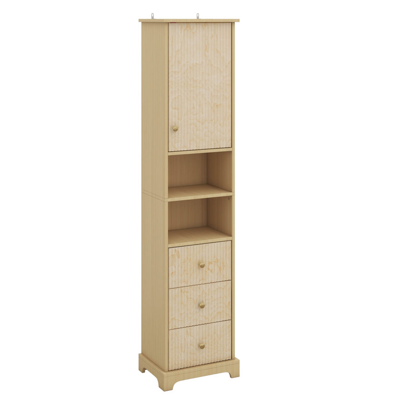 Armoire de salle de bain autoportante de 67,7 po de hauteur - style traditionnel, 3 tiroirs + 1 tablette réglable, rangement ouvert