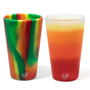 Silipint: Pinte Verres 16 oz: Paquet de 2 - Souci et Habiscus - Tasses incassables en silicone