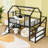 Metal Loft Bed With Roof, Slide And Storage Shelves-1759880077-1759880076