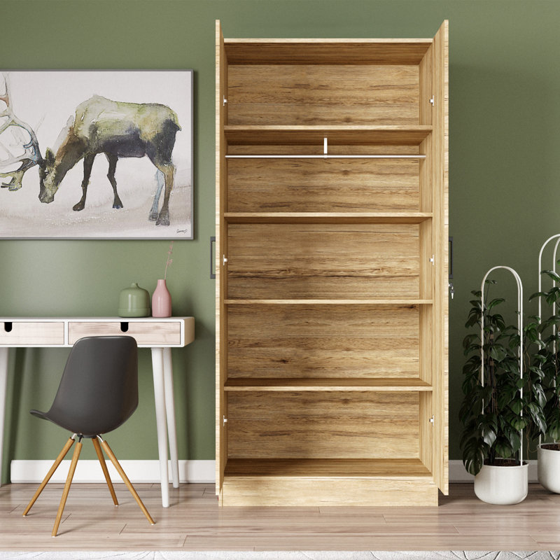 Armoire en bois manufacturé Schriver Harmony, Chêne naturel