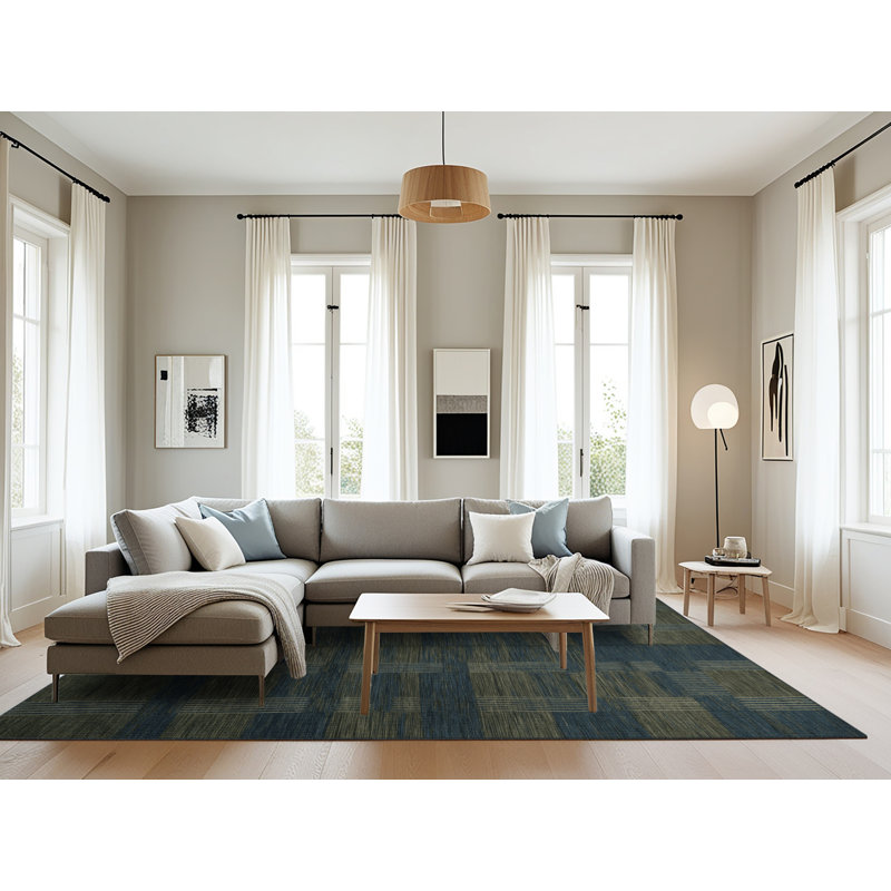 Machine Washable Checkered Gray Area Rug, Rectangle 8' x 12'