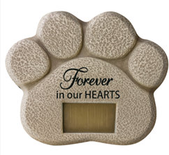 Forever in Our Hearts' Paw Print Memorial Garden Stone, 9in