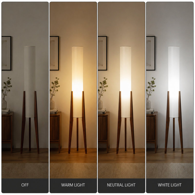 51.2" Walnut Rocket Tripod Floor Lamp