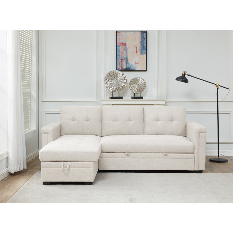 Raiyna 2 - Piece Upholstered Sectional, Cream Polyester Blend