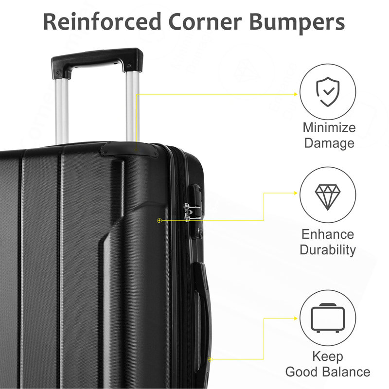 Valise rigide, valises en ABS léger et durable avec roues doubles, valise extensible 28 po à carreaux