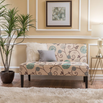 Revêtement en lin doux blanc et bleu de 50 po, structure en bois massif, aspect moderne pour rehausser votre intérieur avec un tissu blanc et bleu, lin de confort, style contemporain stable