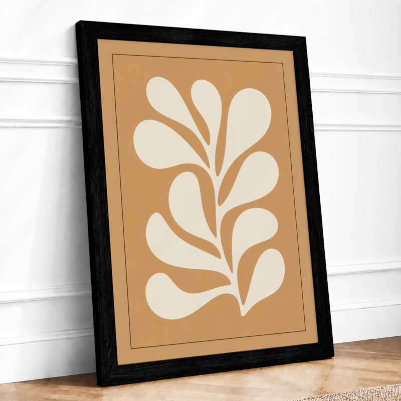 Cream Fan Botanical - Framed Print, A2 - 59.4 x 42.0 cm, Black
