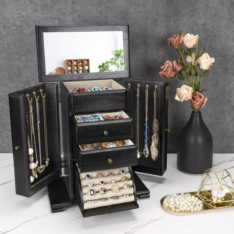 Boîte à bijoux en bois, Noir