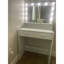 Bureau de meuble-lavabo blanc avec lumières miroir, rangement à 2 niveaux, grand tiroir, 3 modes d'éclairage, miroir, tiroir - Magnifique pièce
